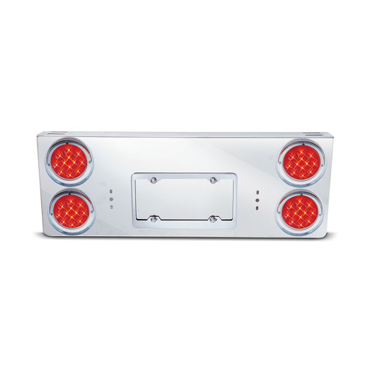 SS Rear Light  Panel  W/4-4"RED  LED Round Lights