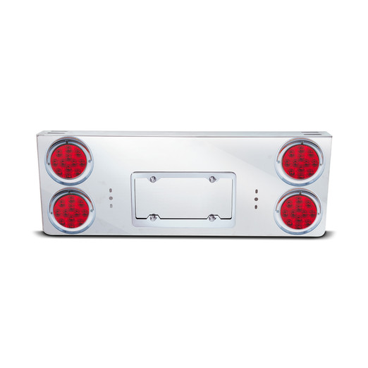 SS Rear Light  Panel  W/4-4"RED  LED Round Lights