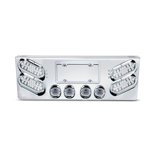 SS Rear Panel W/4 Clear Red Oval Lights & W/4-2" Clear Red Round Lights On The Bottom