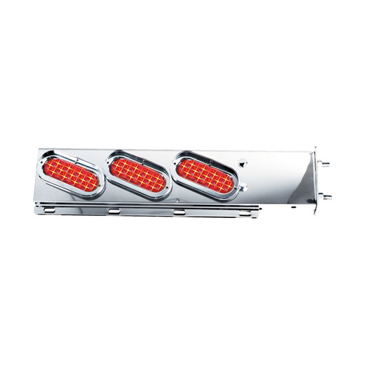 SS Rear Light Bars-2 Piece W/6 Clear Red Spyder Oval Lights-2.5" Bolt Spacing
