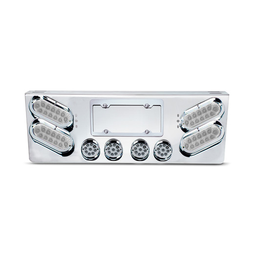 SS Rear Panel W/4 Clear Red Spyder LED Oval Lights & W/4-2"Clear Red Led Round Lights On The Bottom