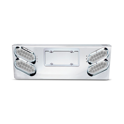 SS Rear Light Panel W/4-4"Clear Red Spyder Light  & W/6-2"Clear Red Lights On Bottom
