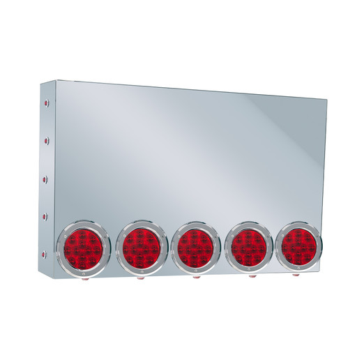 20" Rear Center Panel, Mitered Edges W/5-4" Red Lights & 15-3/4" Red Lights