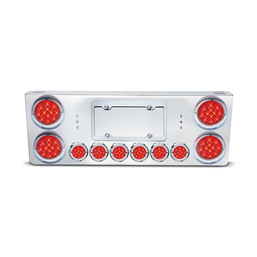SS Rear Light Panel W/4-4"Clear Red Economy Light  and W/6-2"Clear Red Lights On Bottom
