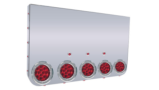 20" Rear Center Panel, Rounded Bttm W/5-4" Round Red Lights & 18-3/4" Red Lights