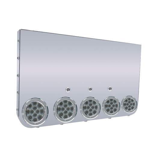 20" Rear Center Panel, Rounded Bttm W/5-4" Round Clear Red Lights & 18-3/4"Clear  Red Lights