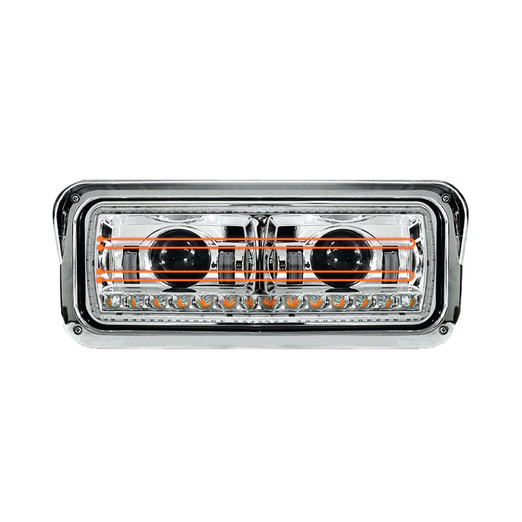 Universal LED Headlight w/ Heated Lens & Sequential Turn Signal Chrome (Passenger)