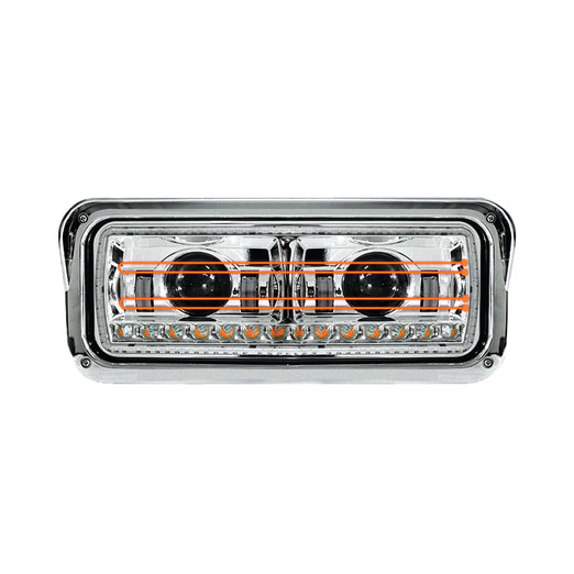 Universal LED Headlight w/ Heated Lens & Sequential Turn Signal Chrome (Driver)