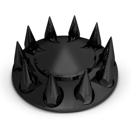 Pointed Matte Black Front Axle Cover W/ 33mm Spike Threaded Lug Nut Covers