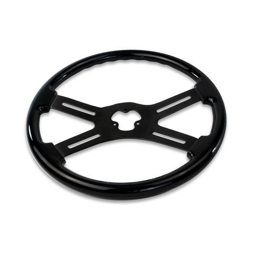 18'' BLACK  WOOD STEERING WHEEL WITH 4 BLACK SPOKES