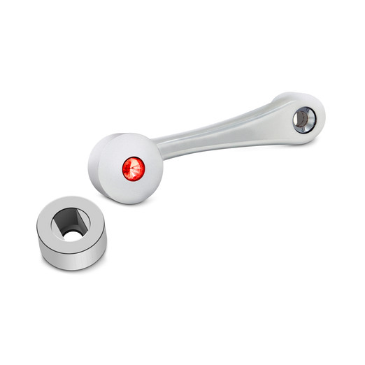 WINDOW CRANK W/ SQUARE SLOT RED CRYSTAL FITS PB/KW