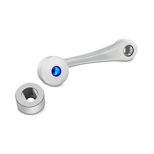 WINDOW CRANK W/ SQUARE SLOT BLUE CRYSTAL FITS PB/KW