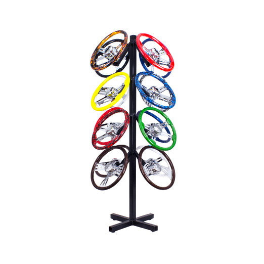 STEERING WHEEL DISPLAY HOLDS UP TO 16 WHEELS