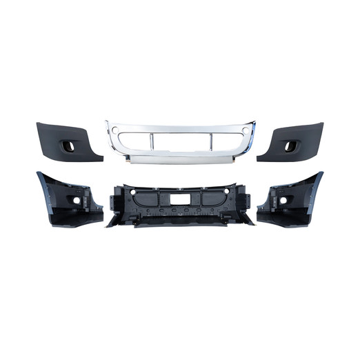 FL Cascadia 2008-2017 Bumper with Chrome Trim And Fog Light Holes- Unassembled