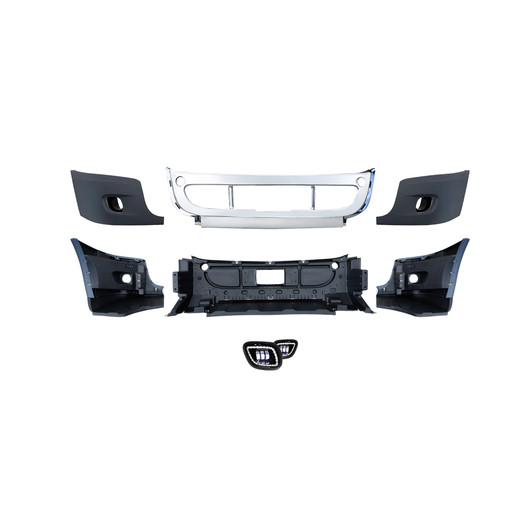 FL Cascadia 2008-2017 Bumper with Black LED Fog Lights- Unassembled