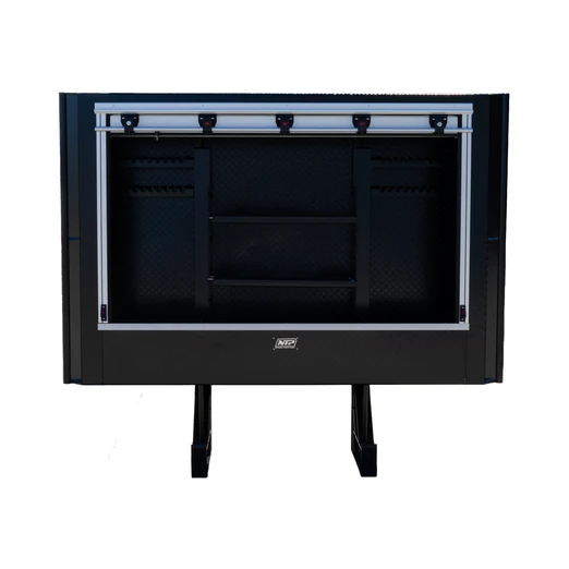 HEADACHE RACK W/ ROLL UP DOOR 79" x 72" x 18" - BLACK