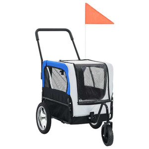 vidaXL Pet Bike Trailer Grey and Blue Oxford fabric and Steel 20.9 lb A949-91763 vidaXL Pet Bike Trailer Grey and Blue Oxford fabric and Steel 20.9 lb A949-91763