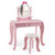 Kid Vanity Table Stool Set with Oval Rotatable Mirror-Pink B593-HY10089 Kid Vanity Table Stool Set with Oval Rotatable Mirror-Pink B593-HY10089