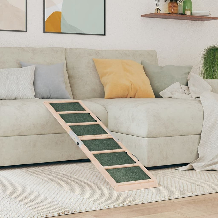 vidaXL Dog Ramp Grey Solid fir wood 47.2 x 11.8 in Collapsible A949-172419
