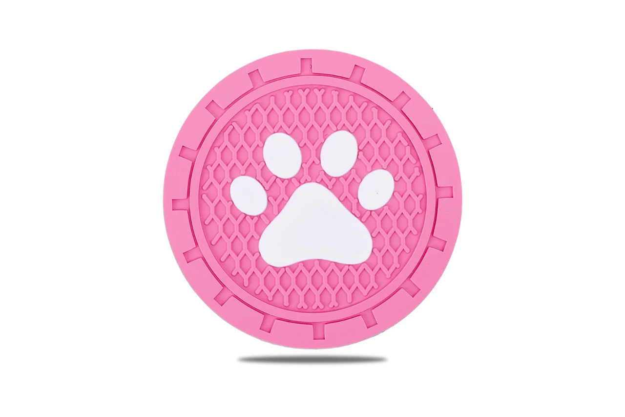 paw print car coaster pink