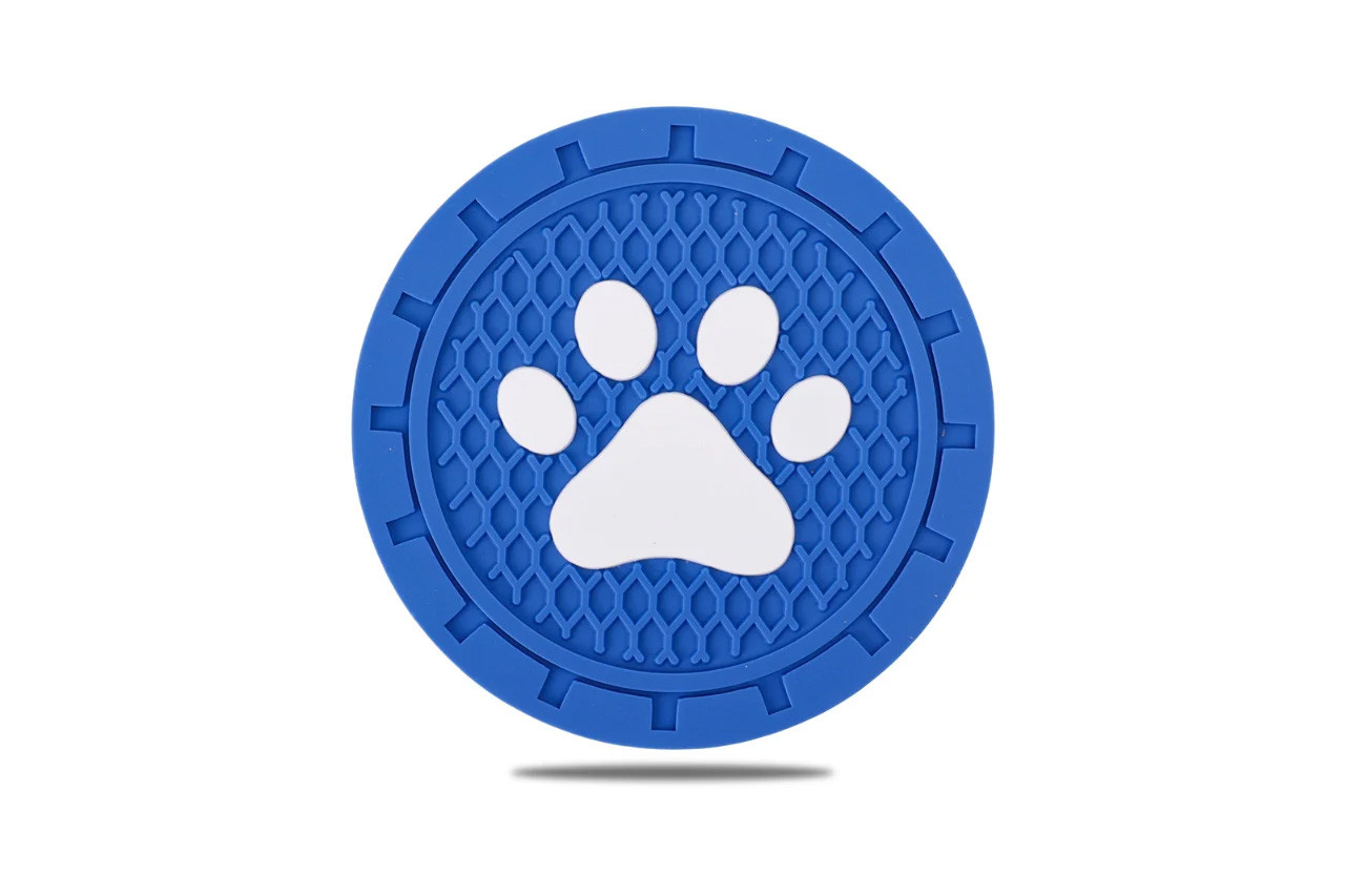 paw print car coaster blue