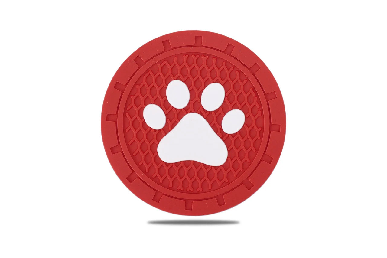 paw print car coaster red