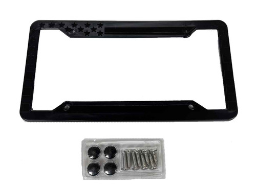 Black 3D American Flag License Plate Frame