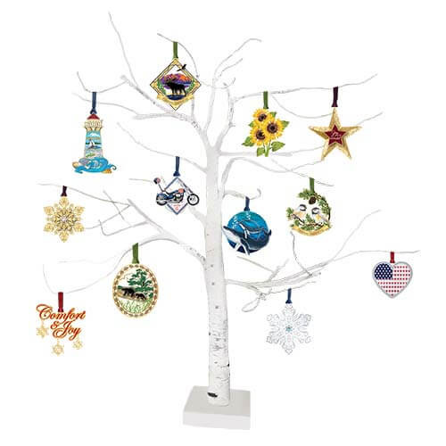 Beacon Lighted Birch Tree Ornament Display
