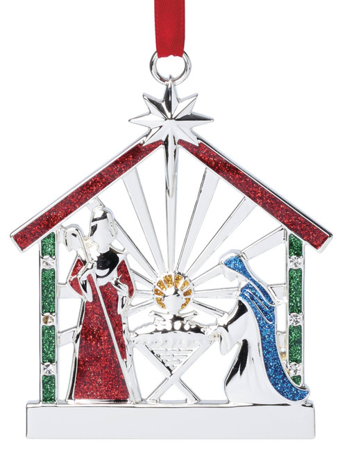 Lenox Silver Nativity Charm Ornament