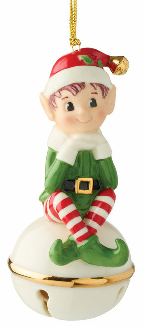Lenox Christmas Elf on Sleigh Bell Ornament