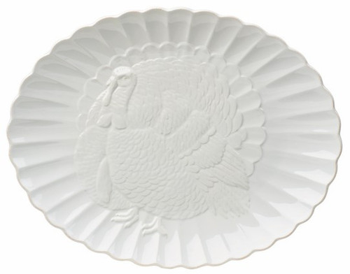 Lenox French Perle White Carved Turkey Platter