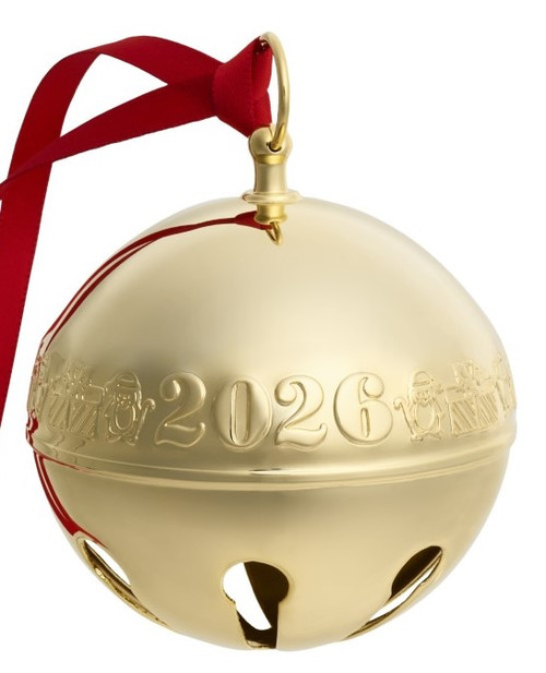 Wallace Sleigh Bell Ornament 2026 - Gold Plate