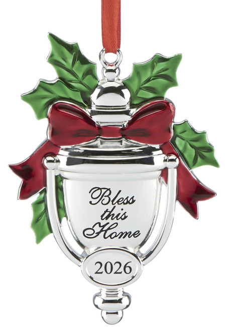 Lenox Silver Bless This Home Doorknocker Ornament 2026