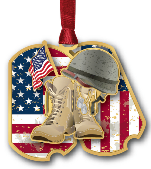 Beacon Americana Dog Tags with Boots Ornament
