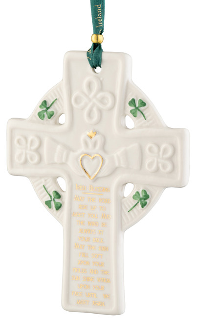 Belleek Claddagh Blessing Cross Ornament