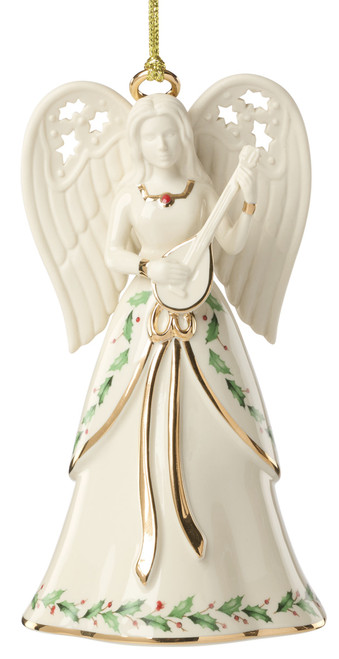 Lenox Holiday Angel Bell with Mandolin Ornament