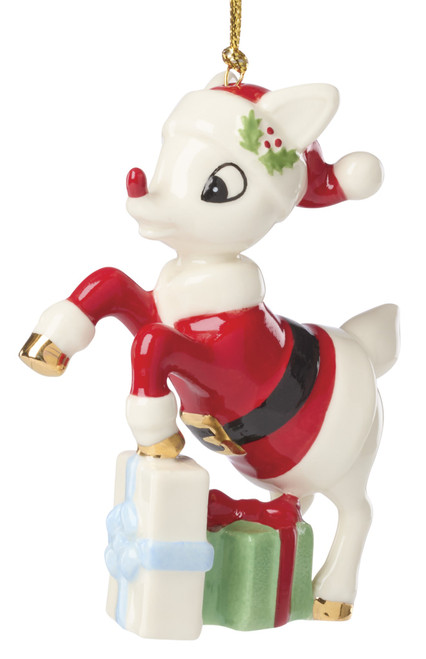 Lenox Rudolph in a Santa Suit Ornament