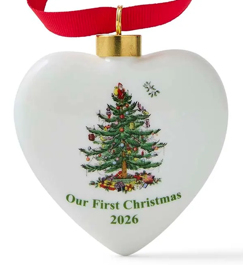Spode Christmas Tree Our First Christmas Puffed Heart Ornament 2026