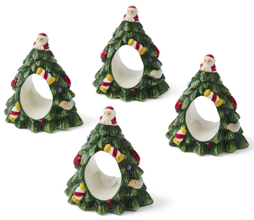 Spode Christmas Tree Figural Christmas Tree Napkin Ring Set of 4