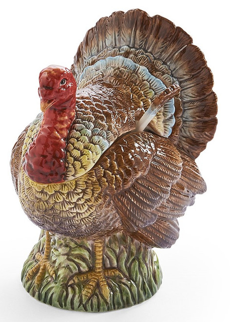 Spode Woodland Turkey Figural Gravy Boat and Ladle