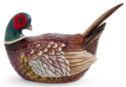 Spode Woodland Pheasant Figural Gravy Boat and Ladle