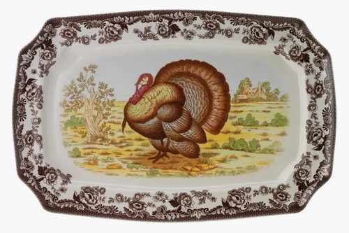 Spode Woodland Turkey Rectangular Platter, 17.5"