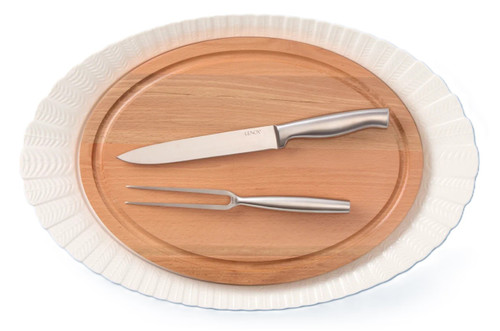 Lenox French Perle 4pc Turkey Platter, Cutting Board and Carving Set