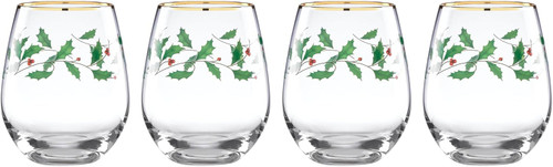 Lenox Holiday Stemless Wine Glasses, Set of 4