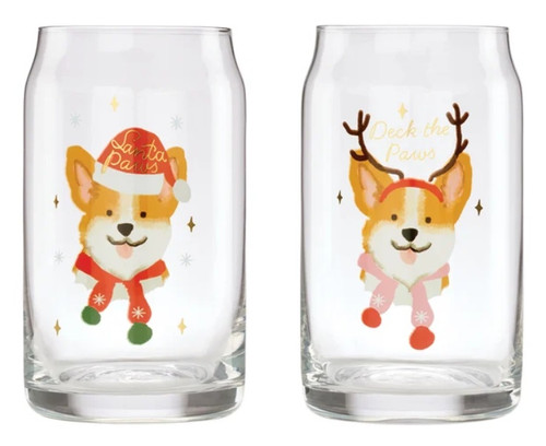 Cambridge Corgi Dog Can Cooler Glasses, Set Of 2