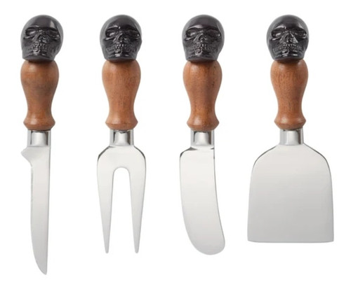 Oneida Vintro Halloween Skull Mirror 4-Piece Cheese Set