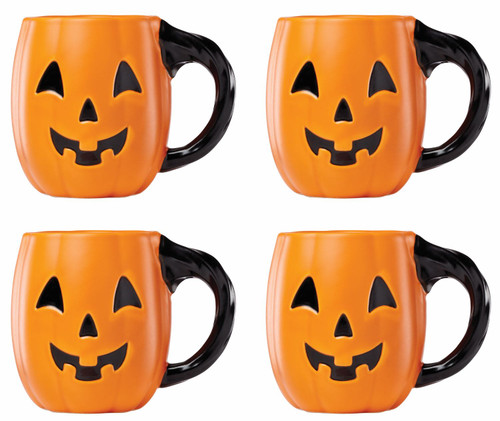 Lenox Halloween Figural Pumpkin Mugs, Set of 4