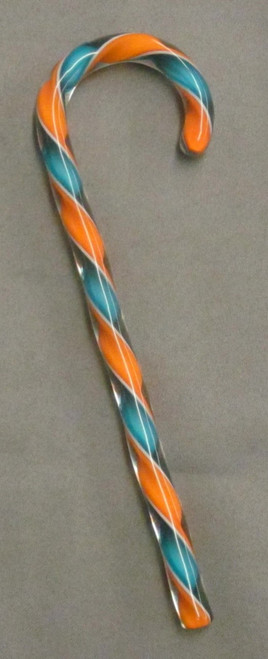 Tazza Candy Cane Ornament - Orange and Blue