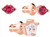 Swarovski Out of This World Kiss 3pc Rose Gold Tone Stud Pierced Earrings Pair