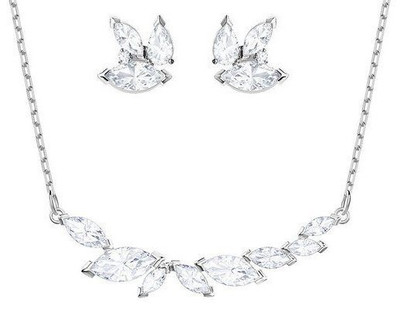 最先端 Swarovski Earrings Pierced and Necklace Tone Silver Louison アクセサリー